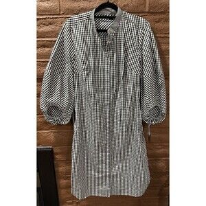 Ralph Lauren Black & White Gingham Tie Shirt Dress Size 4 NWT $135